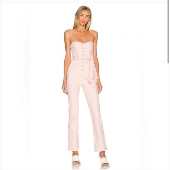 MAJORELLE Pants - REVOLVE MAJORALLE Rashida Jumpsuit in Peachy Pink
Size XXS